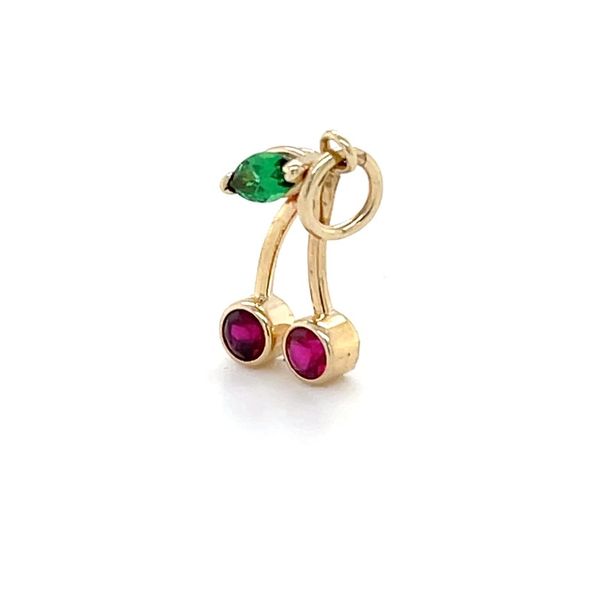 14K Yellow Gold Estate Lab-Grown Ruby and Green Stone Charm Image 2 Minor Jewelry Inc. Nashville, TN