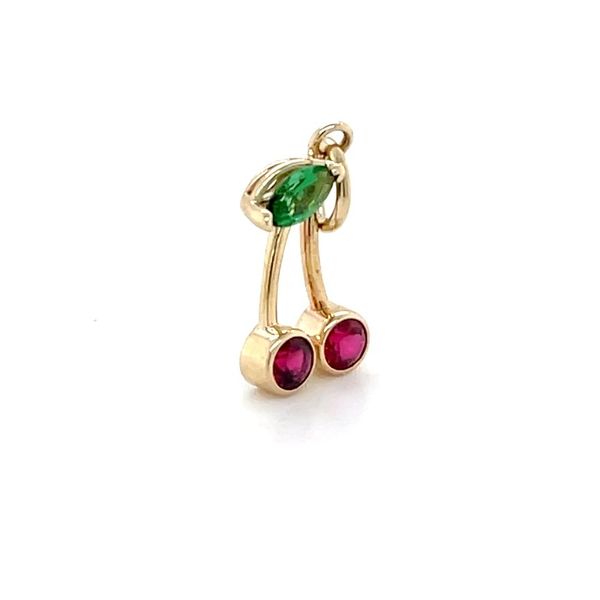 14K Yellow Gold Estate Lab-Grown Ruby and Green Stone Charm Image 3 Minor Jewelry Inc. Nashville, TN