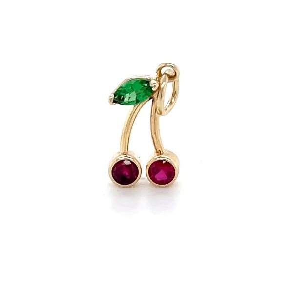 14K Yellow Gold Estate Lab-Grown Ruby and Green Stone Charm Minor Jewelry Inc. Nashville, TN