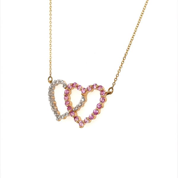 14K Yellow Gold Pink Sapphire and Diamond Pendant Necklace Image 2 Minor Jewelry Inc. Nashville, TN