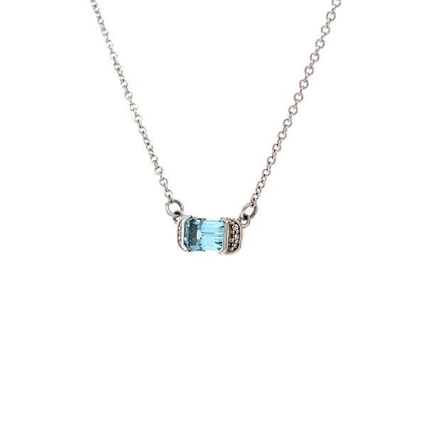 14K White Gold Aquamarines And Diamonds Bar Necklace Image 2 Minor Jewelry Inc. Nashville, TN
