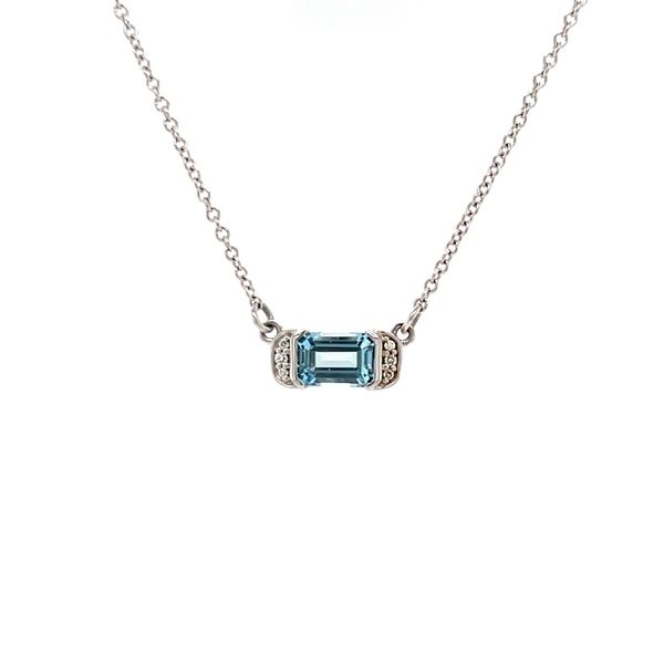 14K White Gold Aquamarines And Diamonds Bar Necklace Minor Jewelry Inc. Nashville, TN