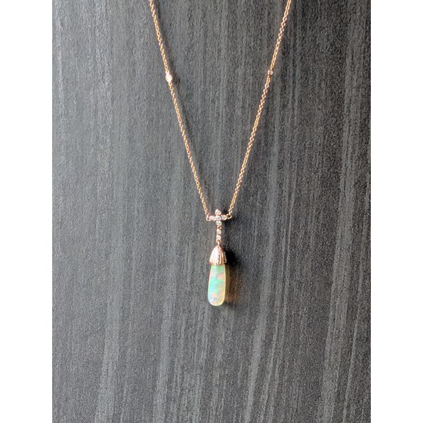 18K Rose Gold Opal and Diamond Pendant Necklace Image 2 Minor Jewelry Inc. Nashville, TN