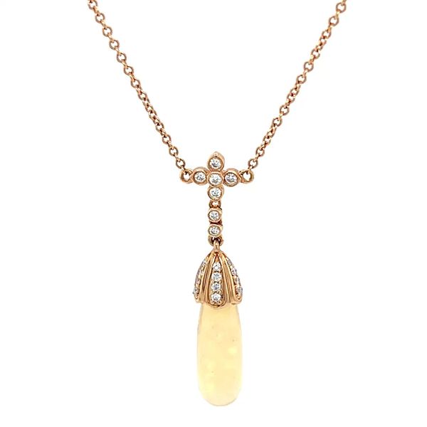 18K Rose Gold Opal and Diamond Pendant Necklace Image 3 Minor Jewelry Inc. Nashville, TN