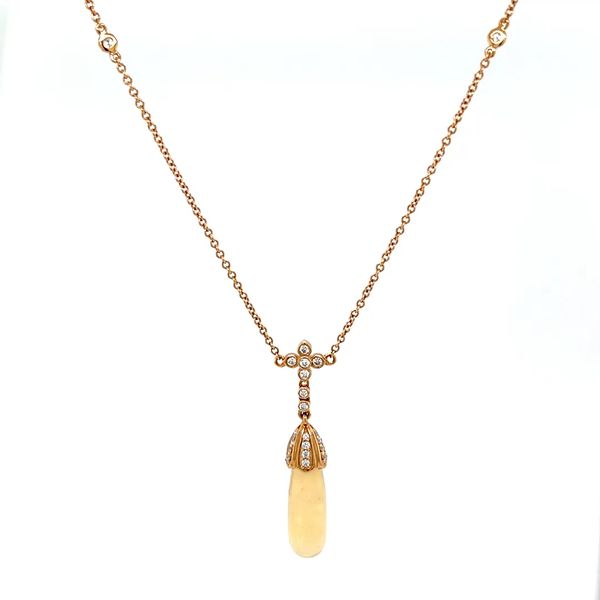 18K Rose Gold Opal and Diamond Pendant Necklace Image 5 Minor Jewelry Inc. Nashville, TN