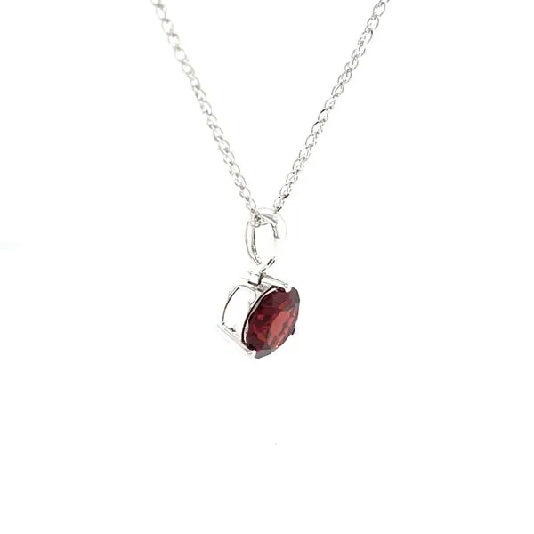 14K White Gold Garnet Pendant Necklace