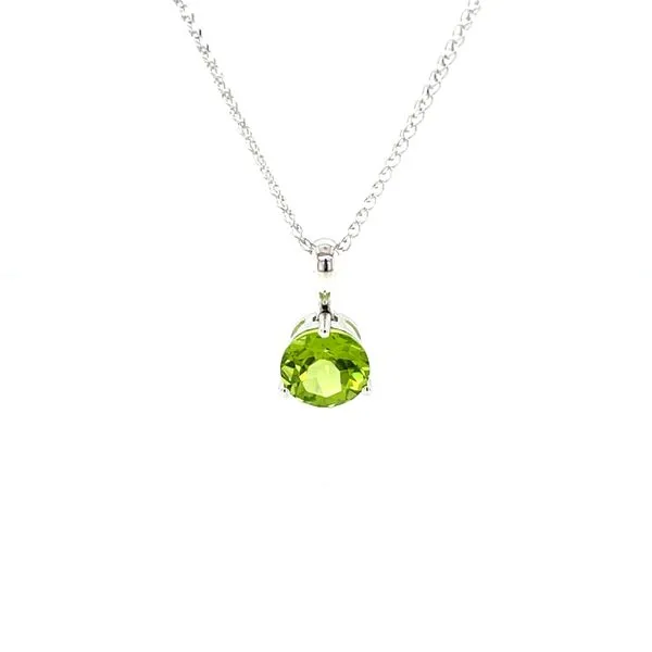 14K White Gold Peridot Pendant Necklace