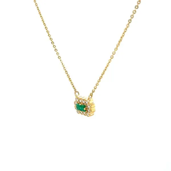 14K Yellow Gold Emerald and Diamond Pendant Necklace Image 2 Minor Jewelry Inc. Nashville, TN