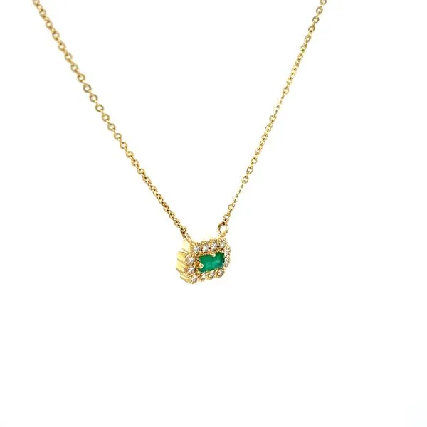 14K Yellow Gold Emerald and Diamond Pendant Necklace Image 3 Minor Jewelry Inc. Nashville, TN