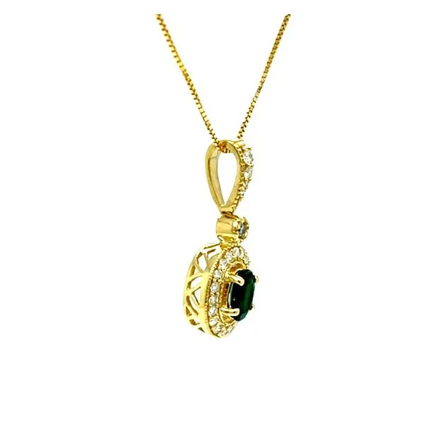 14K Yellow Gold Emerald and Diamond Pendant Necklace Image 2 Minor Jewelry Inc. Nashville, TN