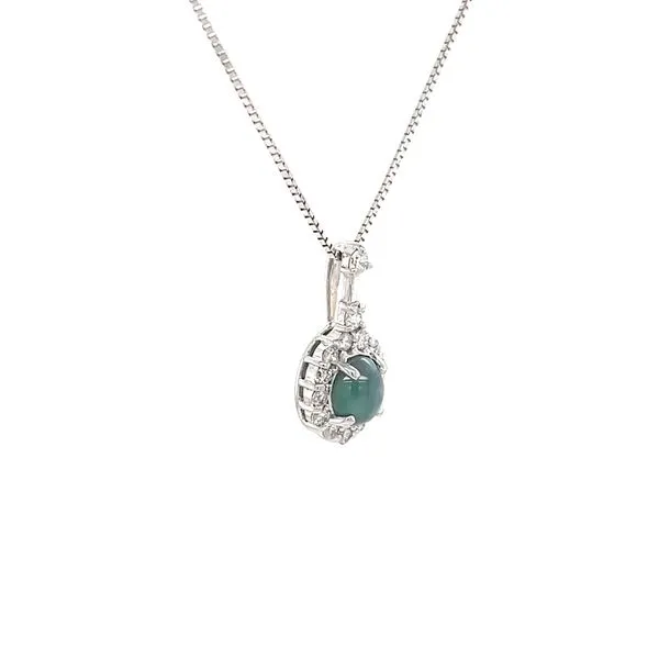 18KW Cats Eye Alexandrite and Diamond Drop Pendant Necklace
