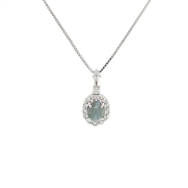 18KW Cats Eye Alexandrite and Diamond Drop Pendant Necklace