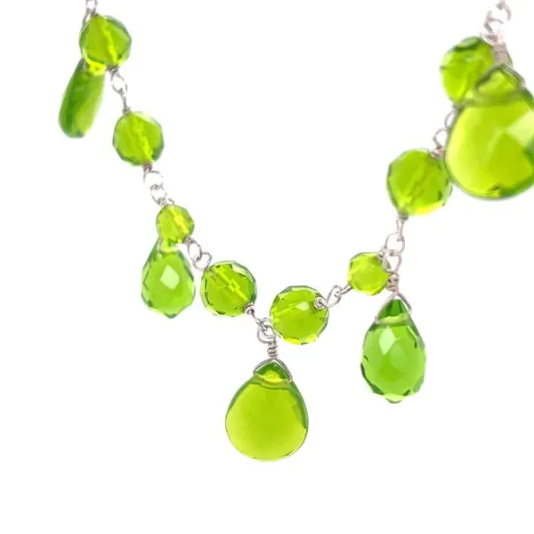 Estate Green Glass Necklace on Sterling Silver Paperclip Chain Image 2 Minor Jewelry Inc. Nashville, TN