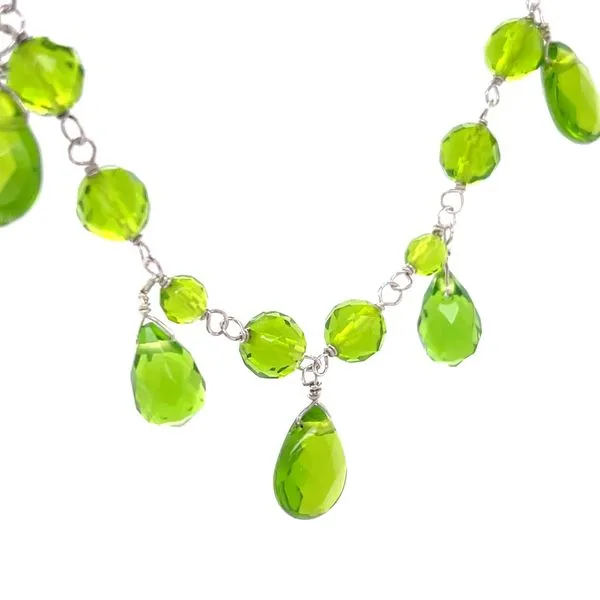 Estate Green Glass Necklace on Sterling Silver Paperclip Chain Image 3 Minor Jewelry Inc. Nashville, TN