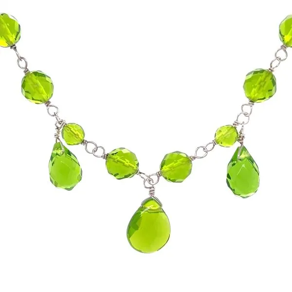 Estate Green Glass Necklace on Sterling Silver Paperclip Chain Minor Jewelry Inc. Nashville, TN