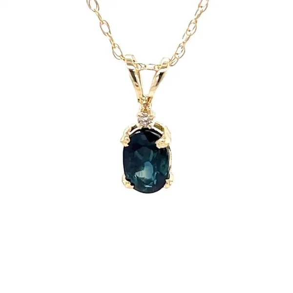 14K Yellow Gold Estate Blue/Green Sapphire & Diamond Pendant Necklace Minor Jewelry Inc. Nashville, TN