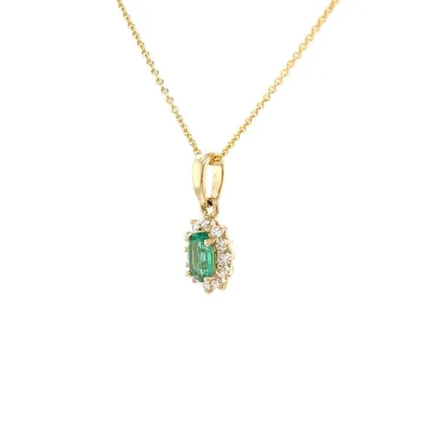 14K Yellow Gold Mined Emerald and Diamond Pendant Image 2 Minor Jewelry Inc. Nashville, TN