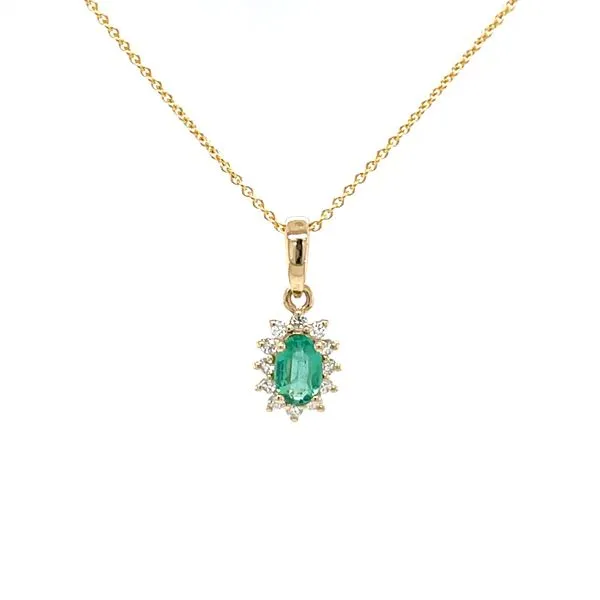 14K Yellow Gold Mined Emerald and Diamond Pendant Minor Jewelry Inc. Nashville, TN