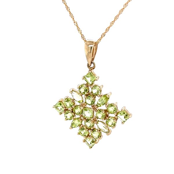 9K Yellow Gold Estate Peridot Cluster Pendant Necklace Minor Jewelry Inc. Nashville, TN