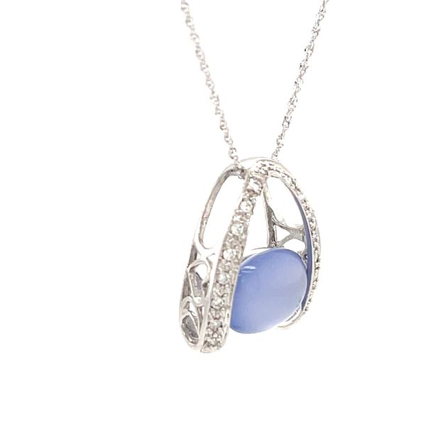 14K White Gold Chalcedony and Diamond Pendant Necklace Image 2 Minor Jewelry Inc. Nashville, TN