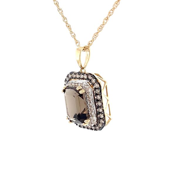 14K Yellow Gold Estate Smokey Quartz and Mined Diamond Pendant Image 3 Minor Jewelry Inc. Nashville, TN
