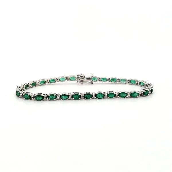 14K White Gold Emerald and Diamond Bracelet Image 2 Minor Jewelry Inc. Nashville, TN