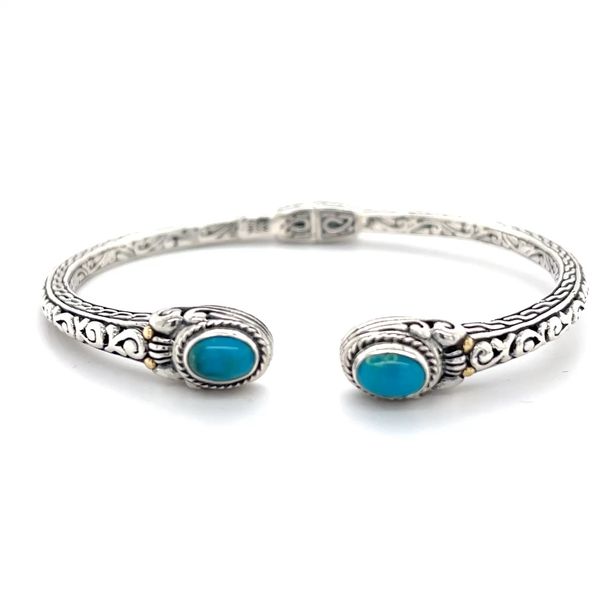 18k & Silver Turquoise Bali Bangle Image 3 Minor Jewelry Inc. Nashville, TN
