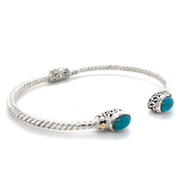 18k & Silver Turquoise Bali Bangle Image 2 Minor Jewelry Inc. Nashville, TN