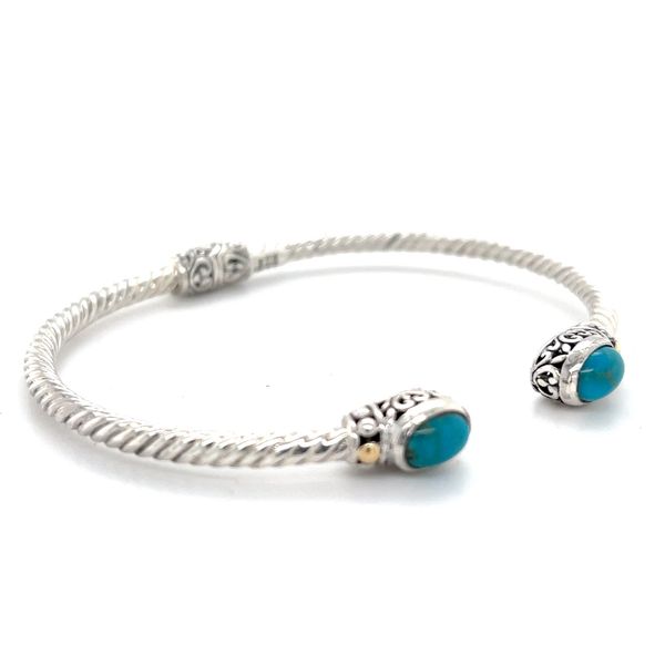 18k & Silver Turquoise Bali Bangle Image 2 Minor Jewelry Inc. Nashville, TN