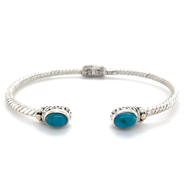 18k & Silver Turquoise Bali Bangle Image 3 Minor Jewelry Inc. Nashville, TN