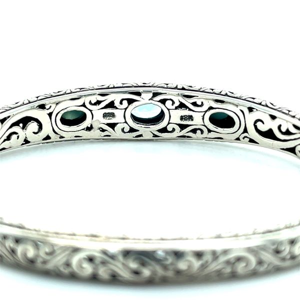 18k & Silver Larimar Topaz  Bali Bangle Image 2 Minor Jewelry Inc. Nashville, TN