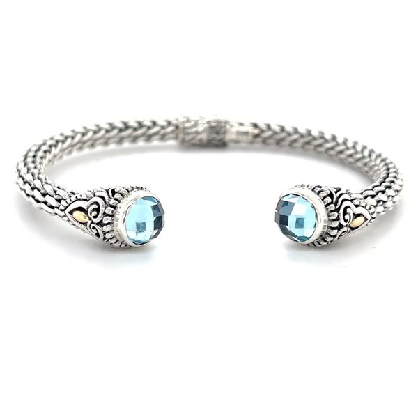 18k & Silver Blue Topaz  Bali Bangle Image 3 Minor Jewelry Inc. Nashville, TN
