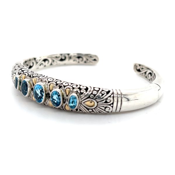 18k & Silver Blue Topaz  Bali Bangle Minor Jewelry Inc. Nashville, TN