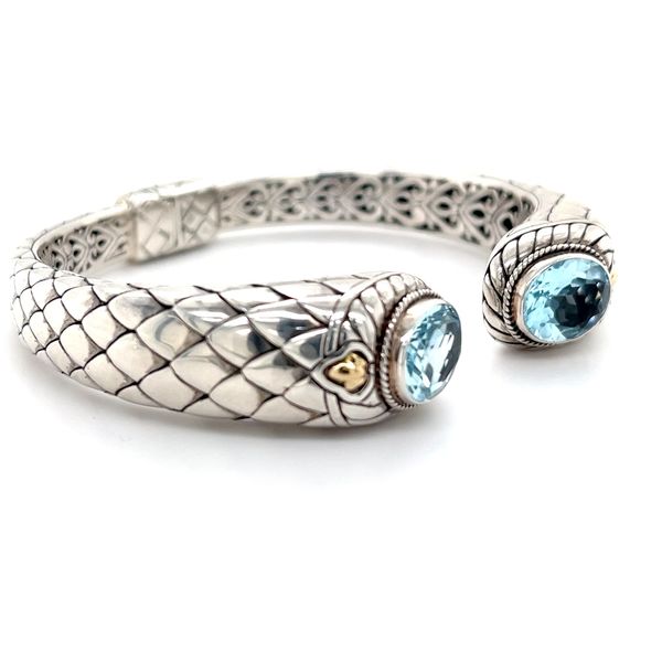 18k & Silver Blue Topaz  Bali Bangle Image 2 Minor Jewelry Inc. Nashville, TN