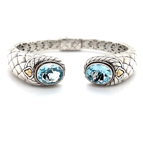 18k & Silver Blue Topaz  Bali Bangle Image 3 Minor Jewelry Inc. Nashville, TN