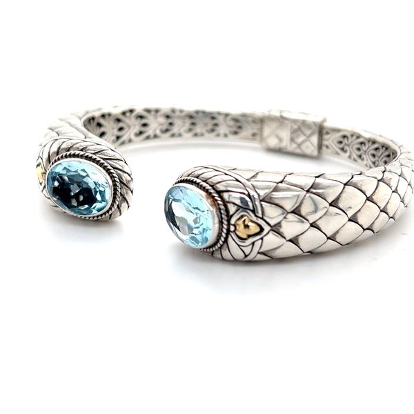 18k & Silver Blue Topaz  Bali Bangle Minor Jewelry Inc. Nashville, TN