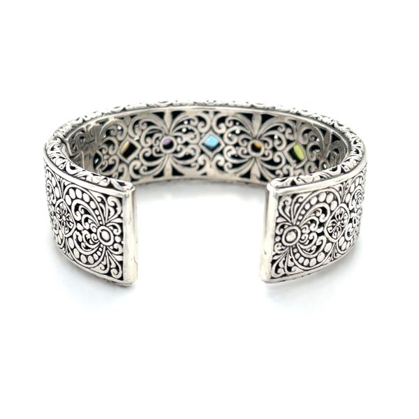 Sterling Silver and 18K Yellow Gold Topaz, Citrine, Amethyst and Peridot Bangle Bracelet Image 5 Minor Jewelry Inc. Nashville, TN