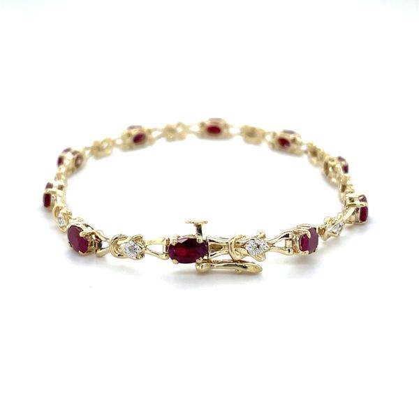10K Yellow Gold Estate Mined Ruby and Diamond Tennis Bracelet Image 2 Minor Jewelry Inc. Nashville, TN