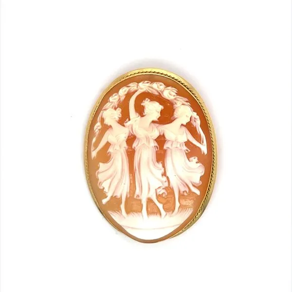18K Yellow Gold Three Graces Cameo Pin