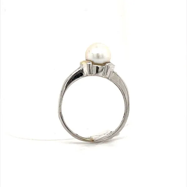 Diamonds & Pearl  Ring Size 6 14K W/G With 6=0.06Tw Round...
