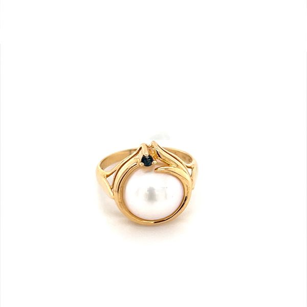 Mabe Pearl With  Sapphire Accent Ring 14K Y size 8.5 0.05 Tw 11 mm Minor Jewelry Inc. Nashville, TN