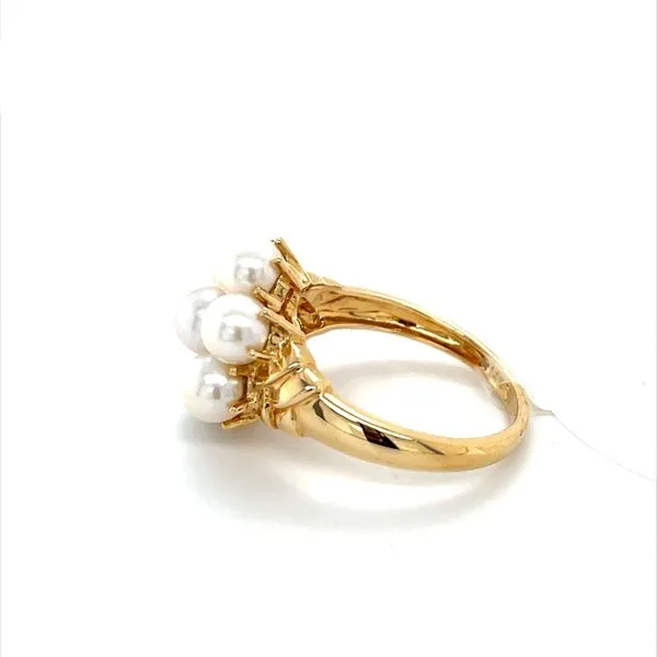 Freshwater Pearls Flower Ring Yellow 14K Size 9