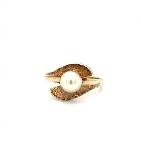 Pearl Ring 6.8mm Size 7.5 Yellow 10K  3.6g