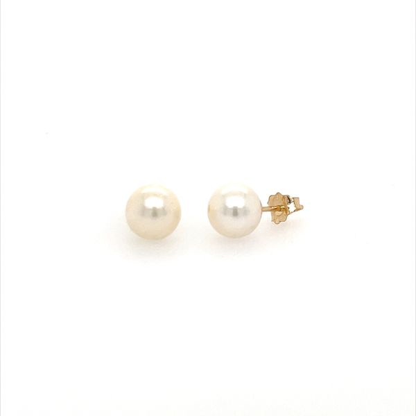 Akoya saltwater Pearl Stud Earring 7.5mmROUND Yellow 14K Minor Jewelry Inc. Nashville, TN