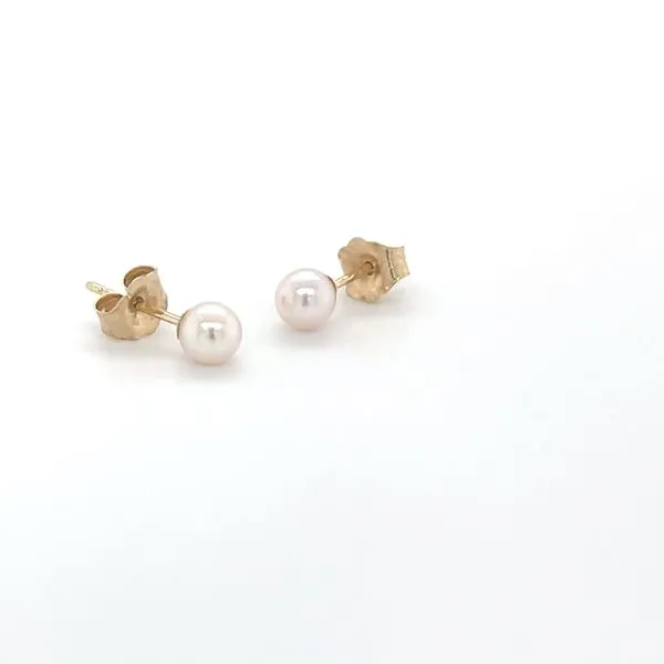 14K Yellow Gold White Cultured Pearl Stud Earrings Image 2 Minor Jewelry Inc. Nashville, TN