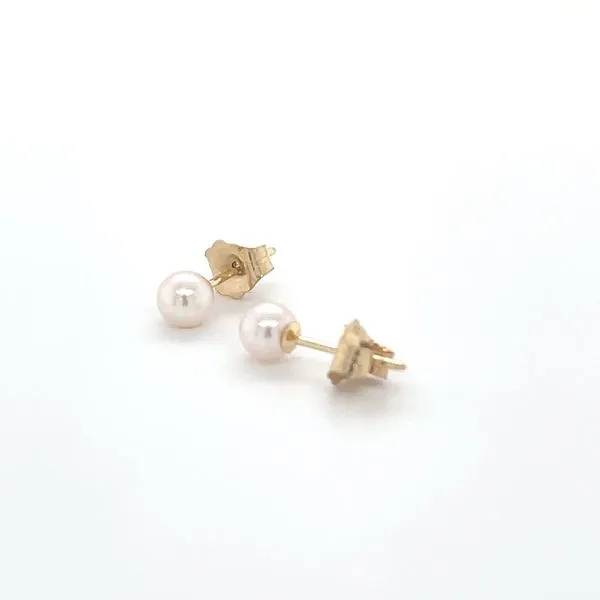 14K Yellow Gold White Cultured Pearl Stud Earrings Image 3 Minor Jewelry Inc. Nashville, TN