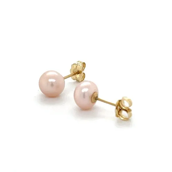 14K Yellow Gold Estate Fresh Water Pearl Stud Style Earrings Image 3 Minor Jewelry Inc. Nashville, TN