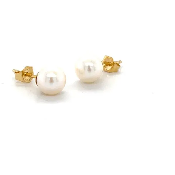 14K Yellow Gold 6mm Round Pearl Stud Earrings Image 2 Minor Jewelry Inc. Nashville, TN