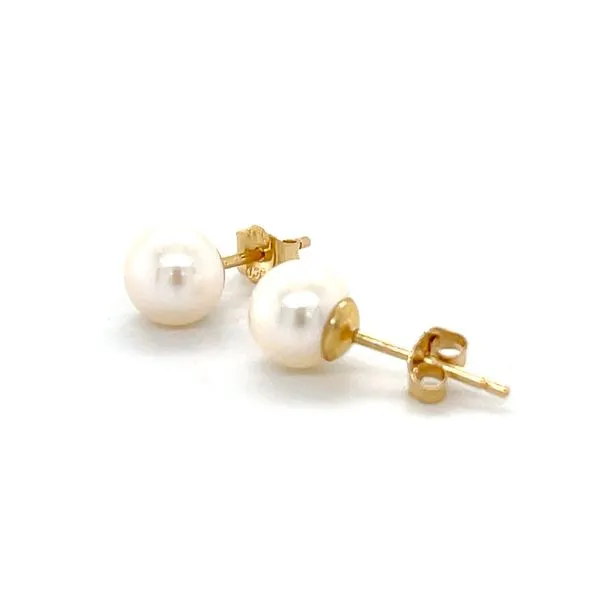 14K Yellow Gold 6mm Round Pearl Stud Earrings Image 3 Minor Jewelry Inc. Nashville, TN