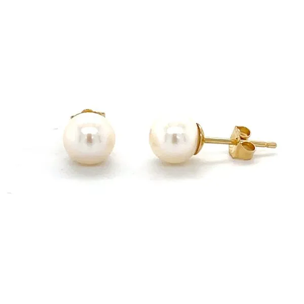 14K Yellow Gold 6mm Round Pearl Stud Earrings Minor Jewelry Inc. Nashville, TN